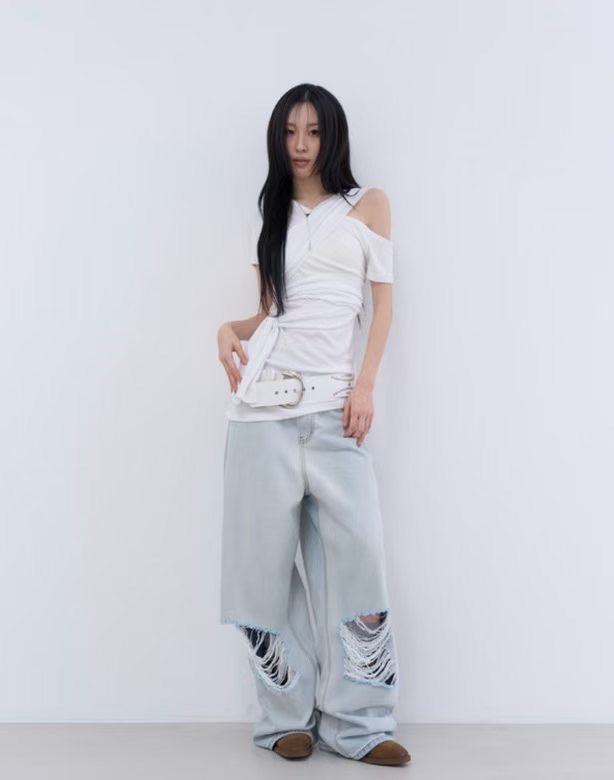 Summer blue damaged  pants