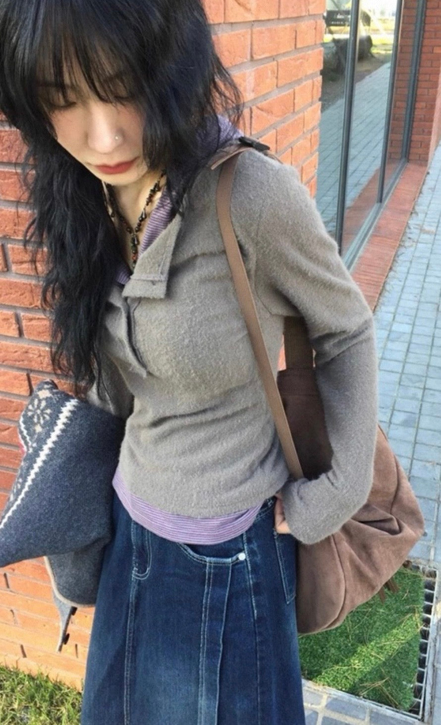 Striped hooded layer top