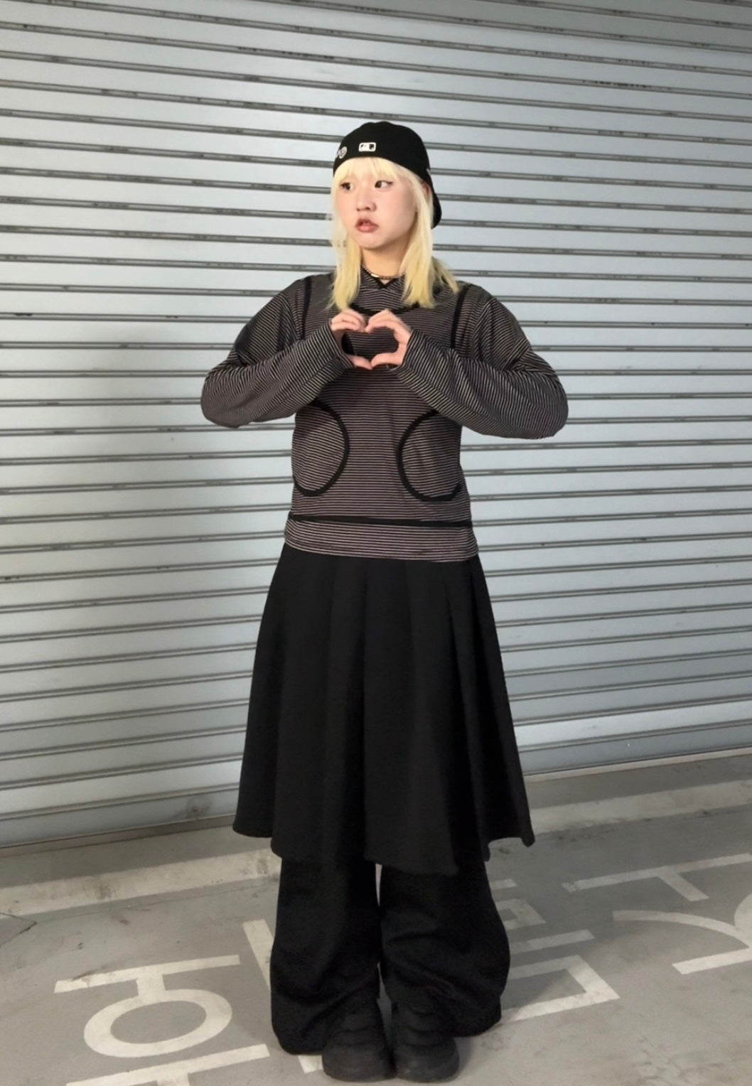 Striped layer hooded top