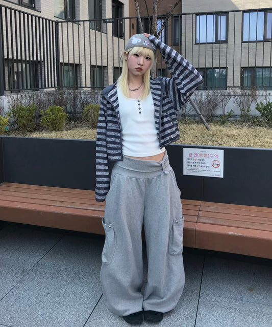 Striped net crop jacket