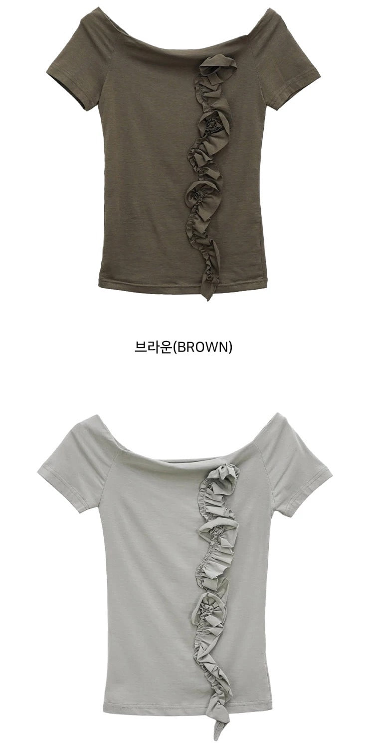 Leng off shoulder flower tee