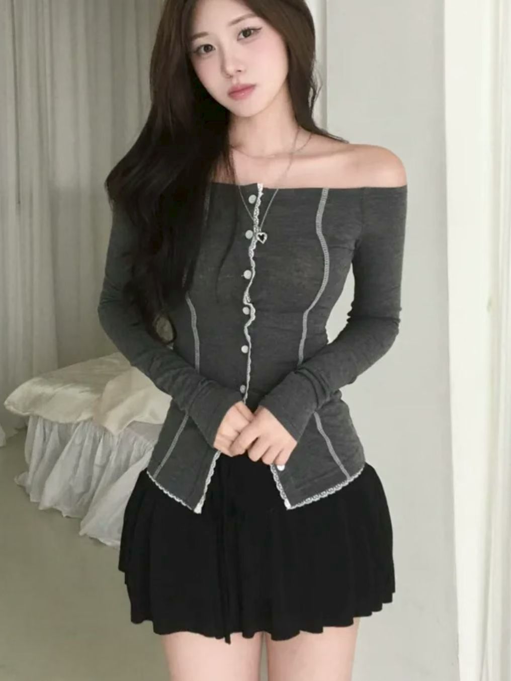 Lace off shoulder top