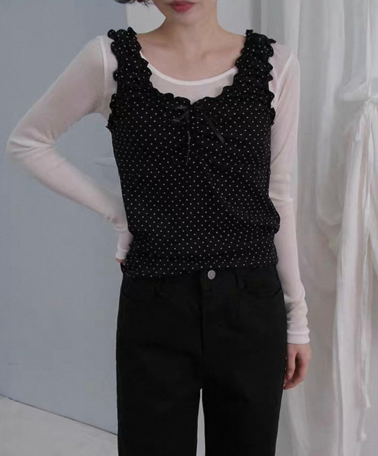 Pot ruffle ribbon tee