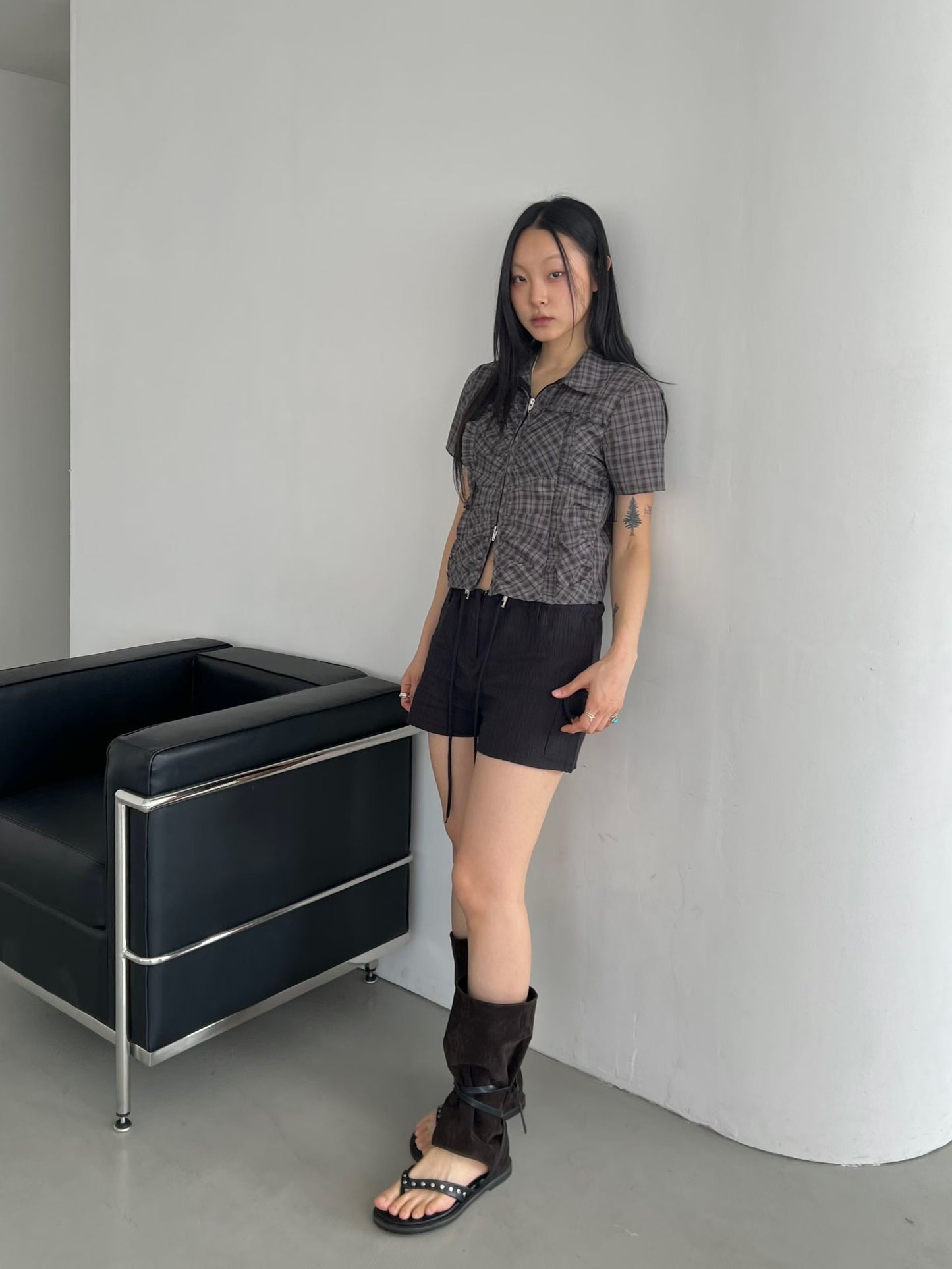 Checked zip top
