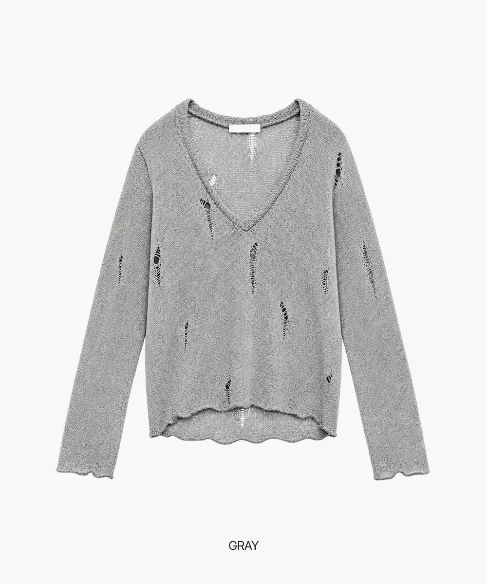 Autumn damaged v knit
