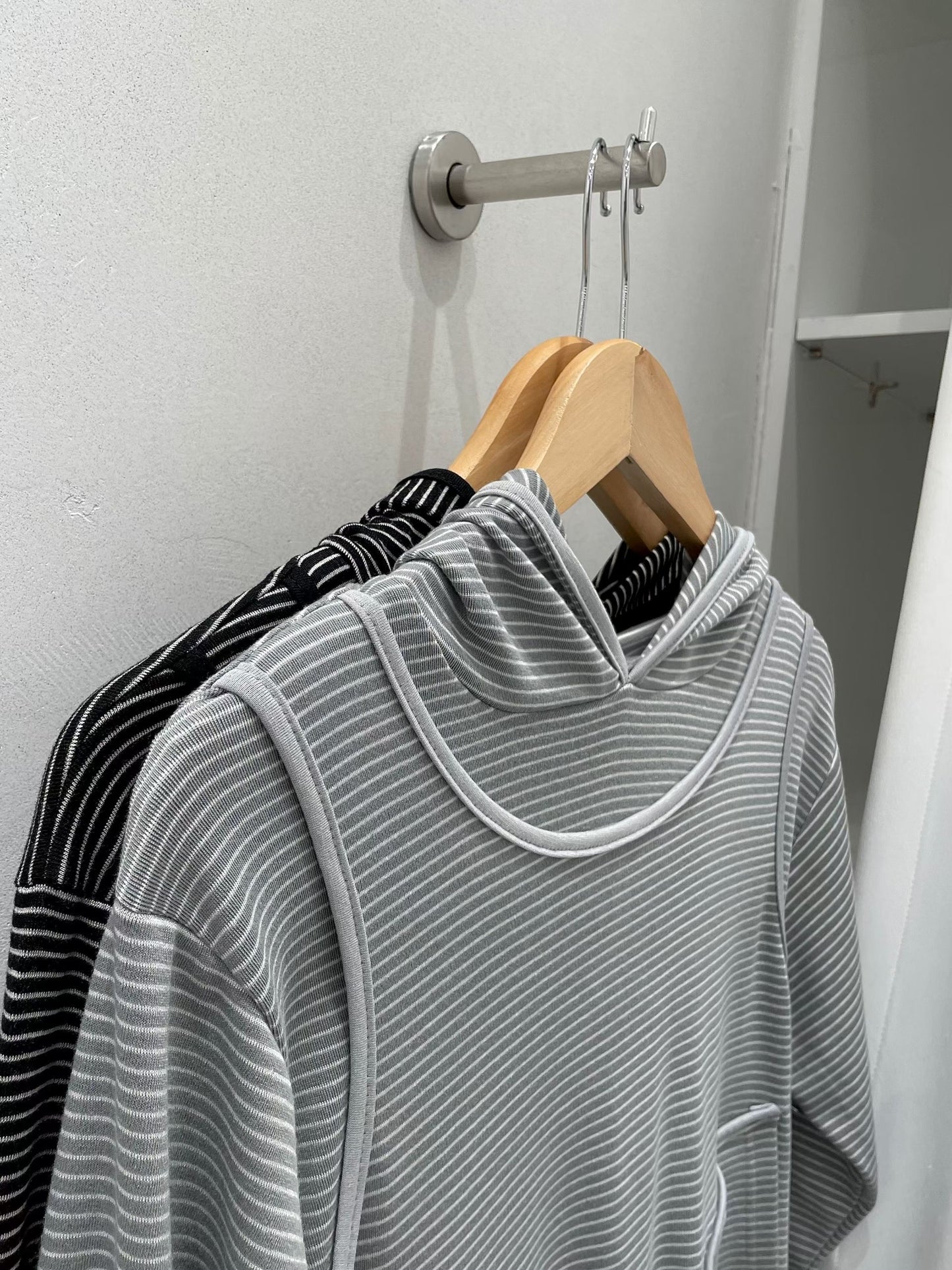 Striped layer hooded top