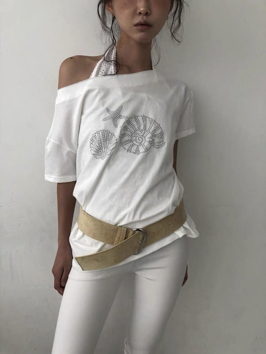 Sea shells oversized tee