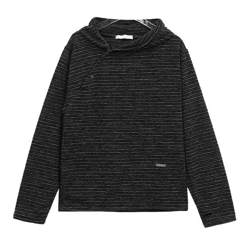 Unisex 斜鈕間條hoodie