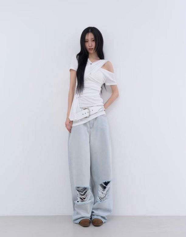 Summer blue damaged  pants