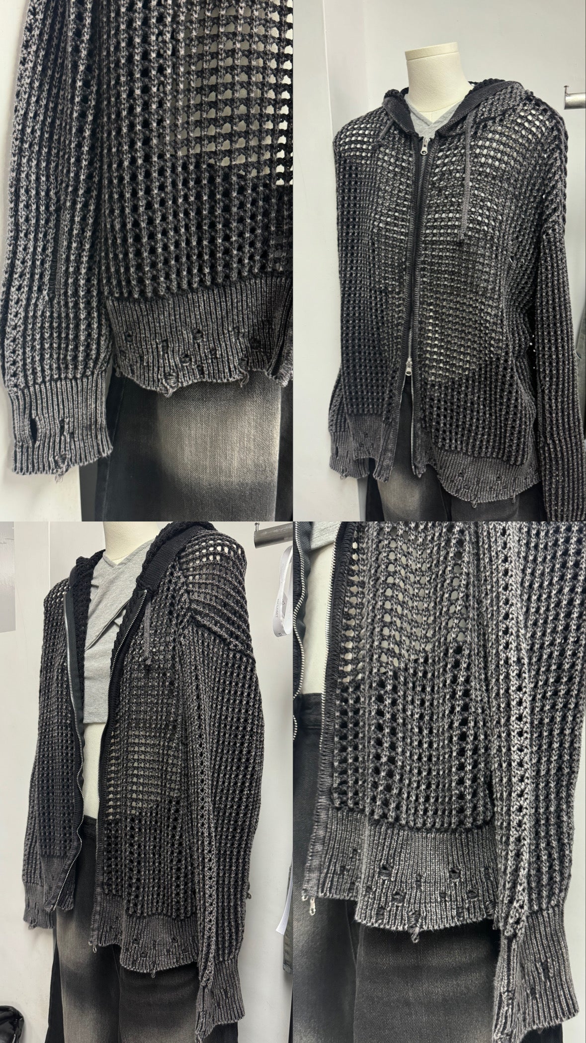 Unisex net damaged outer