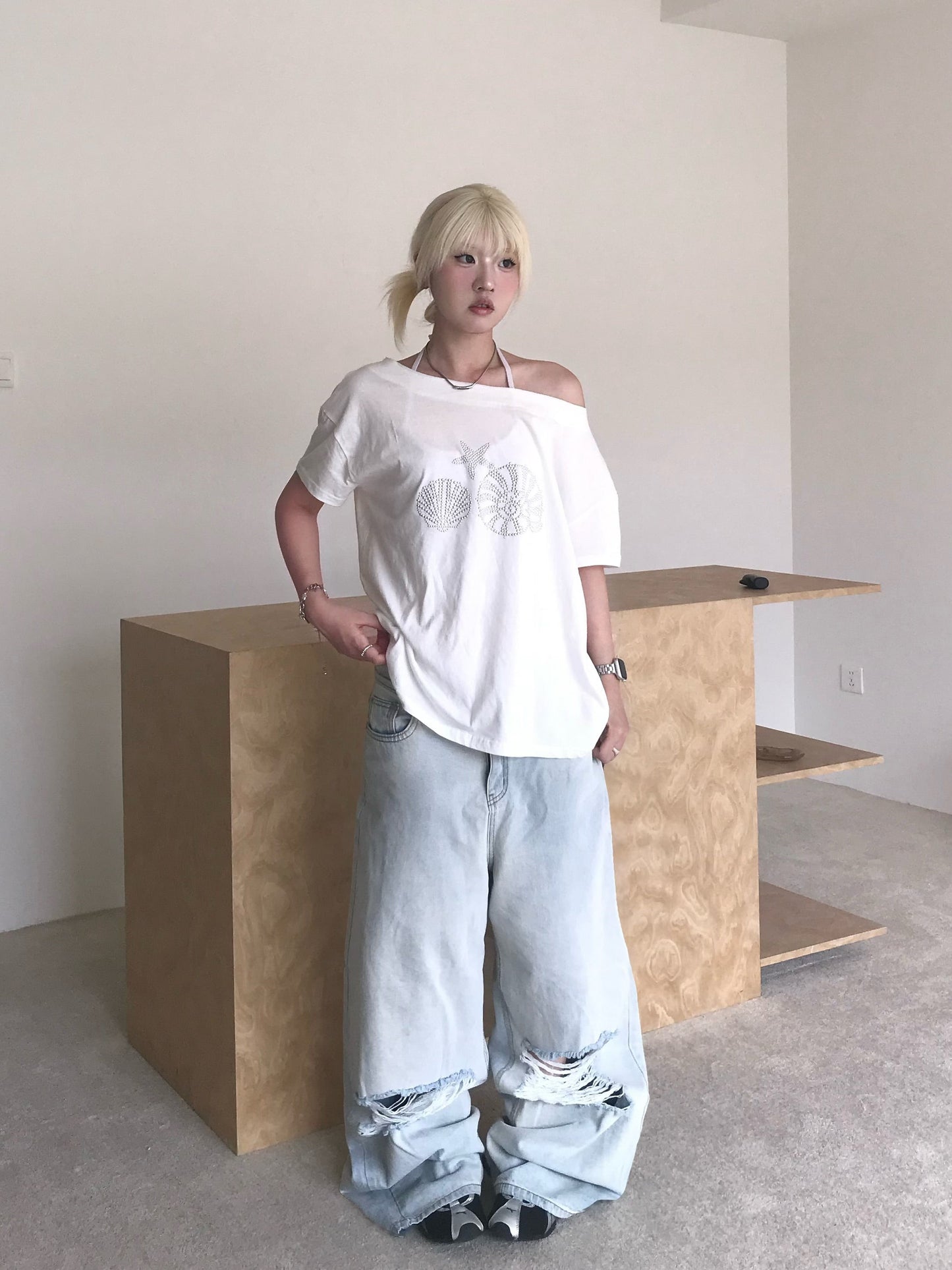 Sea shells oversized tee