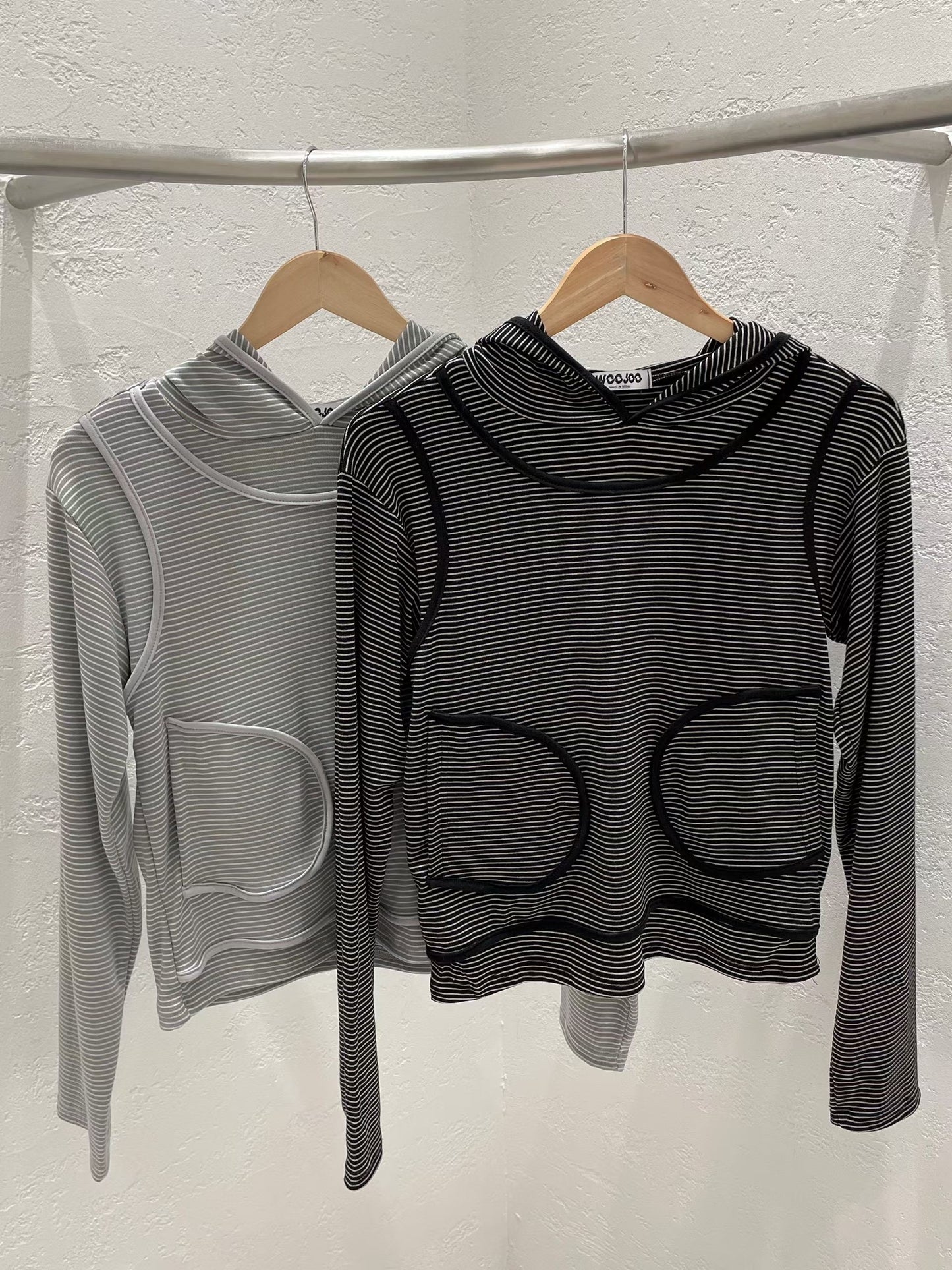 Striped layer hooded top