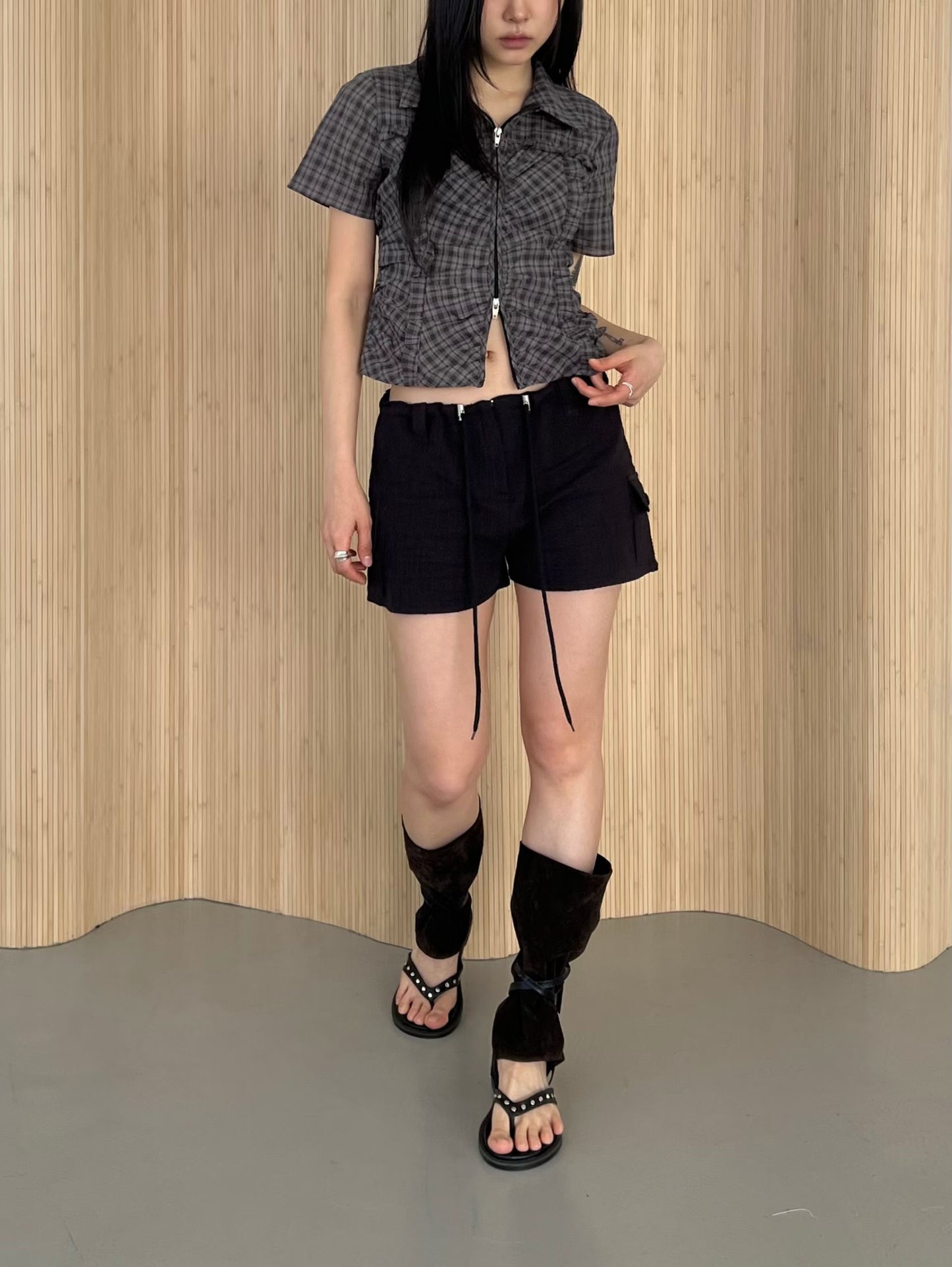 Checked zip top
