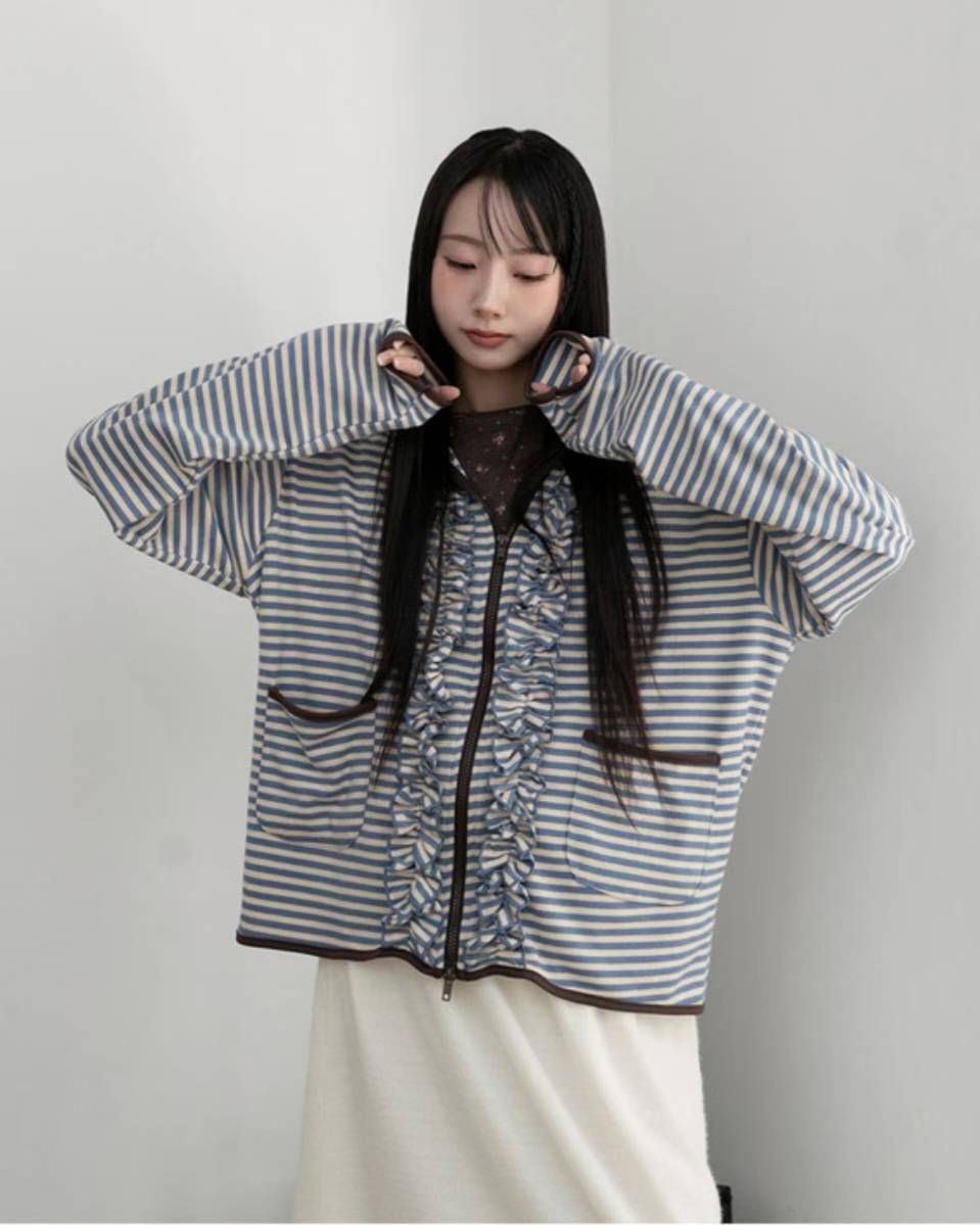 Ruffle striped outer