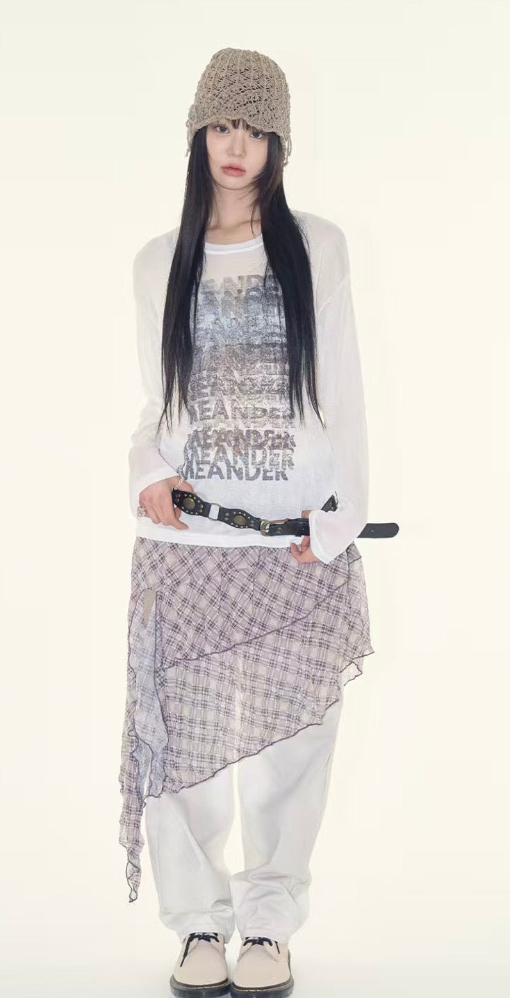 See through oversized print tee