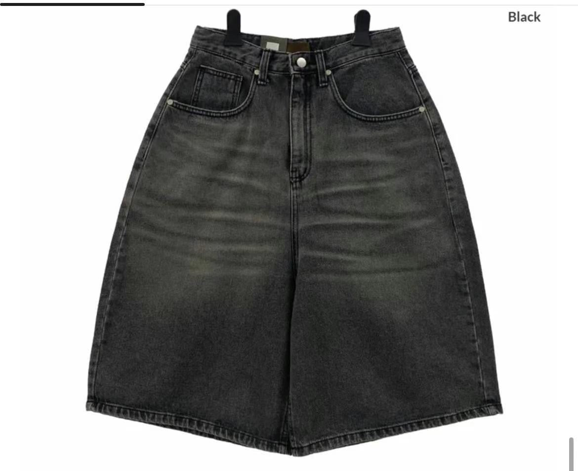 Unisex washed denim shorts