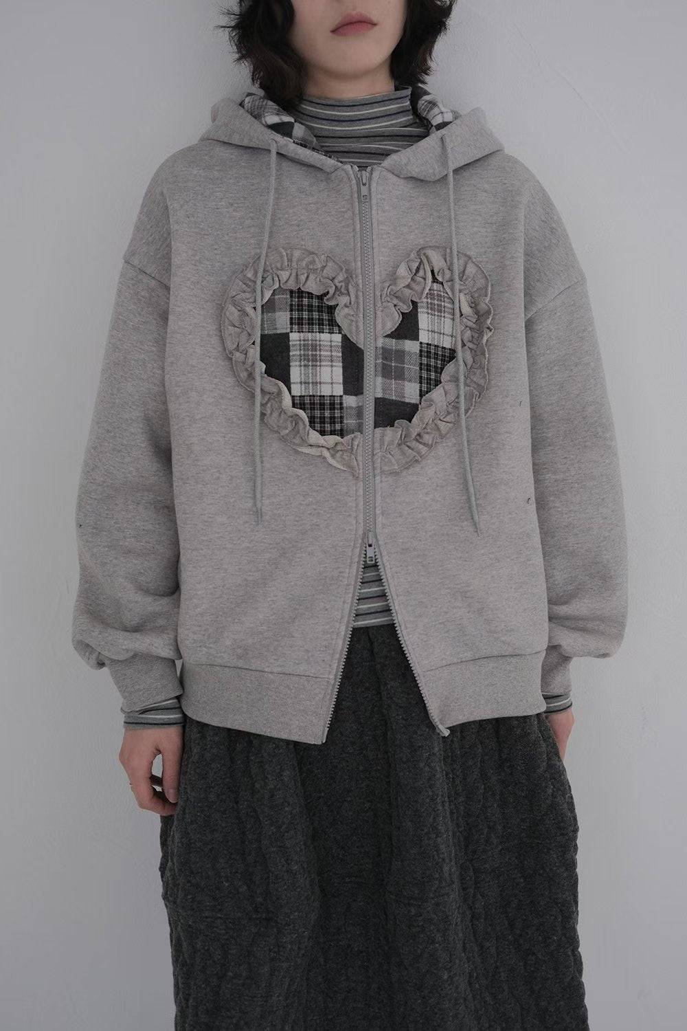 checked ruffle Heart outer