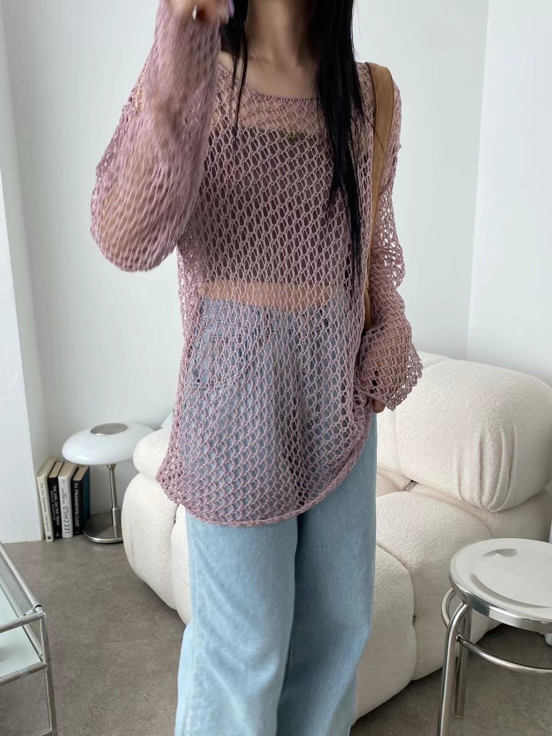 Oversized casual net top