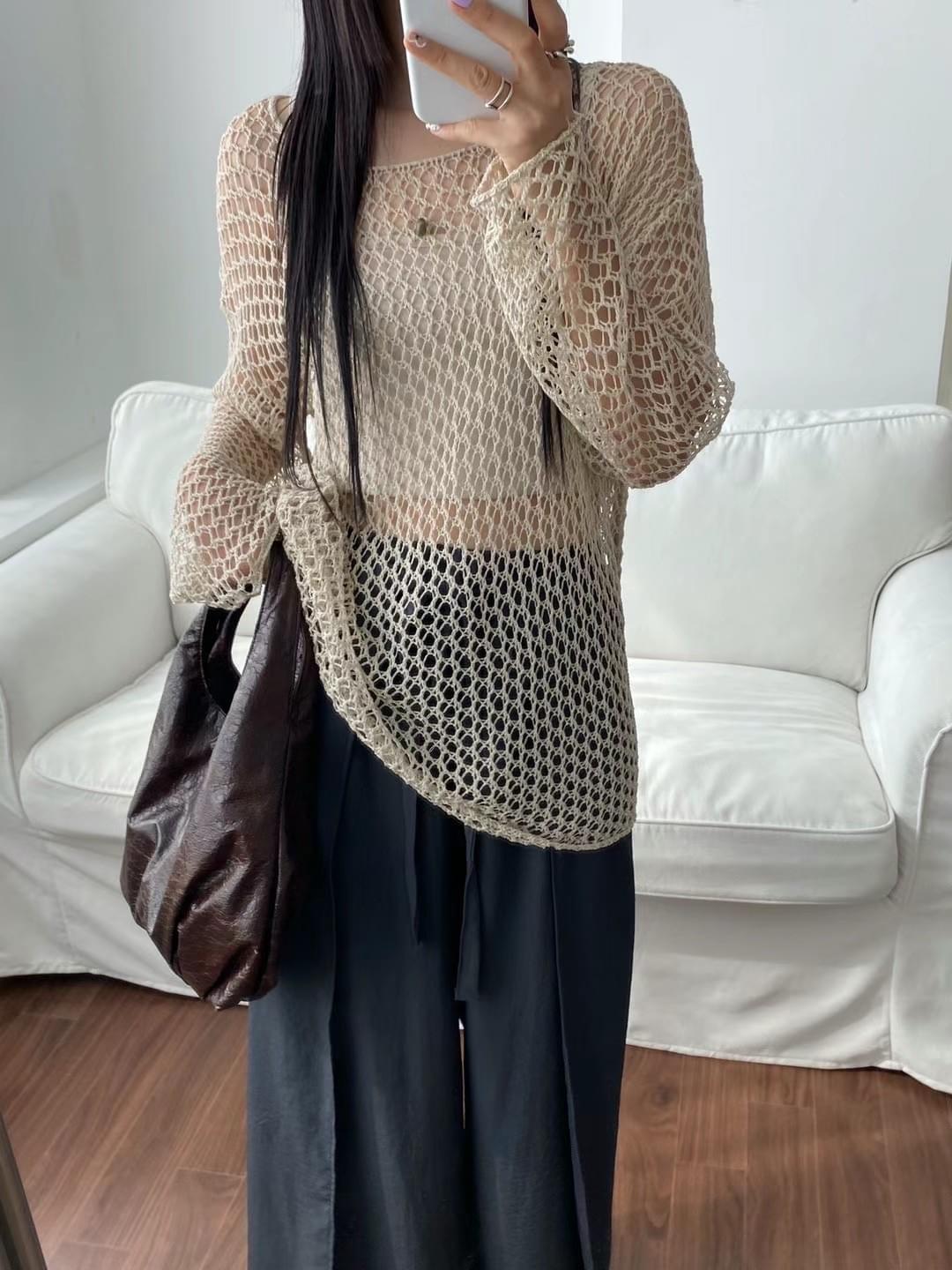 Oversized casual net top