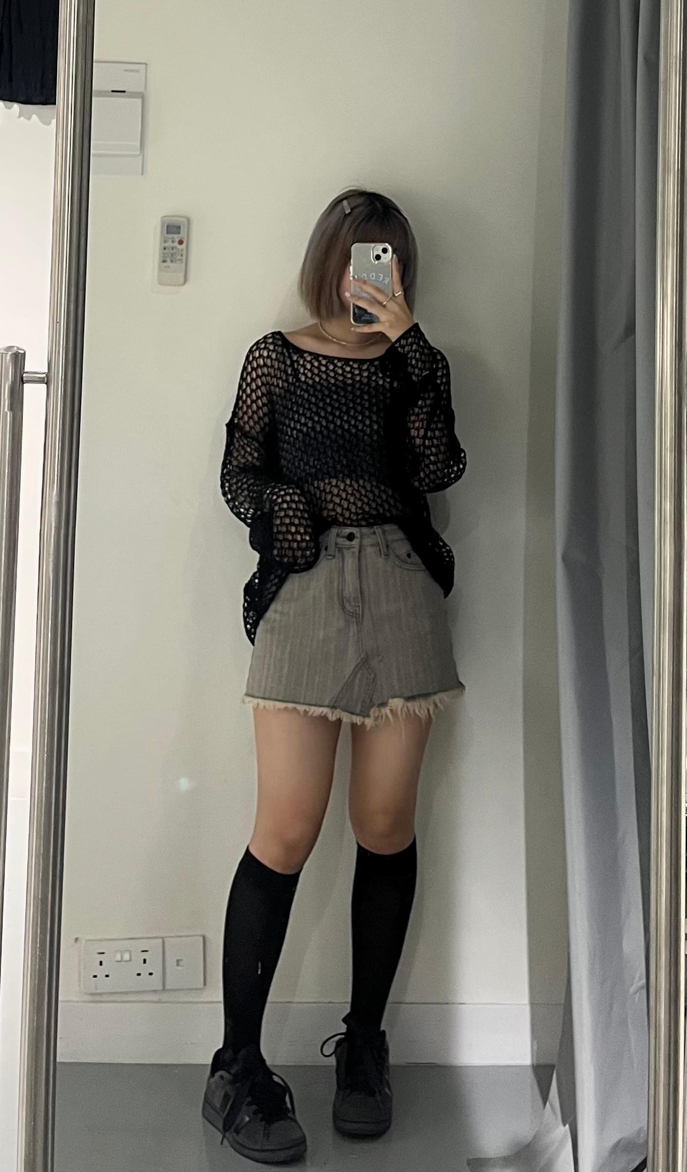 Oversized casual net top