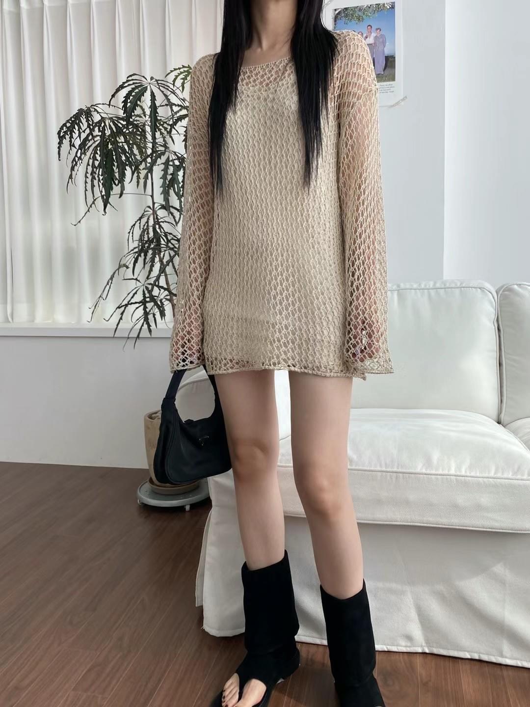 Oversized casual net top